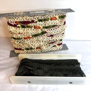VTG Scalloped Lace Trim & Fringed Trim LOT of 2--Hirschberg Schultz/Wrights